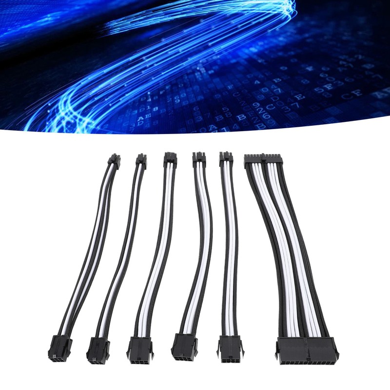 6PCS PC Extension Cable Set 30cm 24 Pin Motherboard Extension