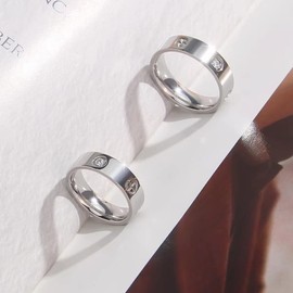 AmorArtSky Love Ring 18k Gold Silver Rings:Friendship Ring With Screw Design Inlay CZ Stainless Steel Wedding Promise Bands Jewelry Mother's Day Birthday Gifts for Women,Size 6-10