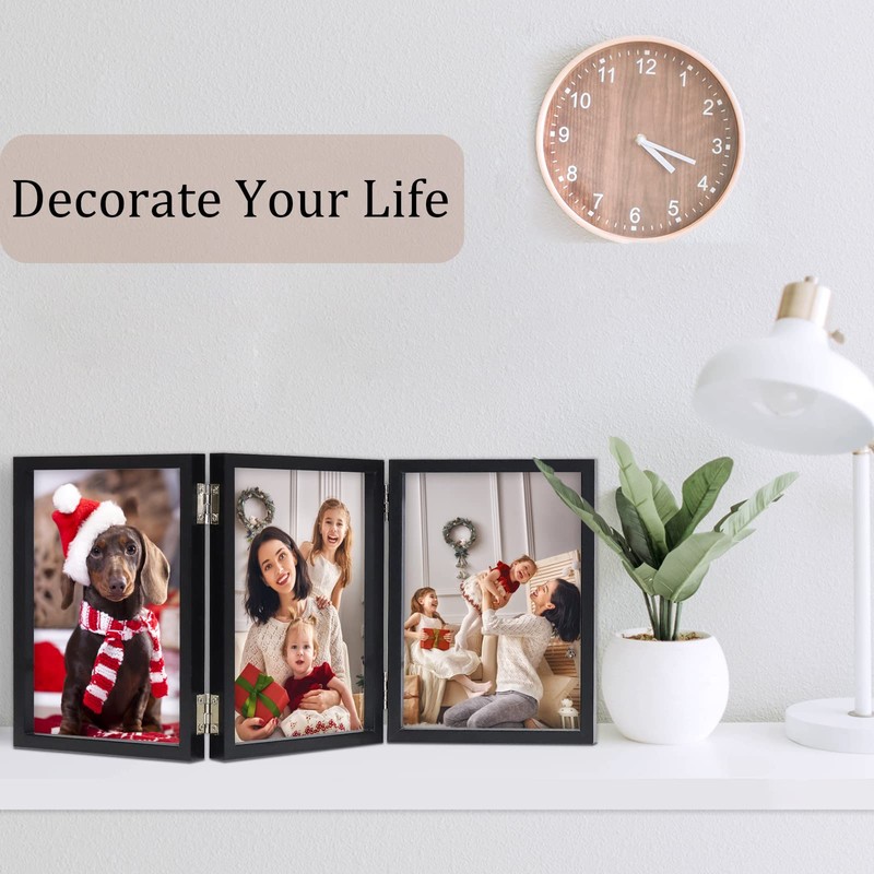 ORIVAN 5x7 Triple Picture Frame Hinged 3 Photos Folding Photo