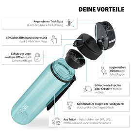 720°Dgree crystalClear ‘uberBottle’, Children's Water Bottle with Sieve, BPA-Free, Leak-Proof, for School, Kindergarten, Girls & Boys from 3 Years, Small Water Bottle, Lightweight, Shockproof – 350 ml