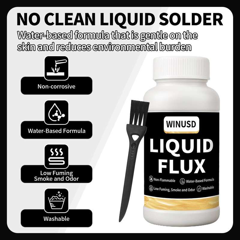 Liquid Solder Flux(200 ml/8 Oz.) | Water-Based No-Clean Liquid Flux