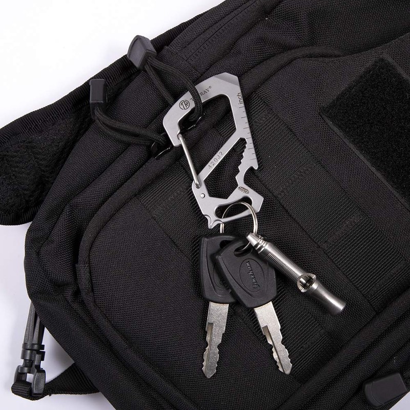 TACRAY Compact Carabiner Keychain Clip, Titanium EDC key holder, Anti-Lost