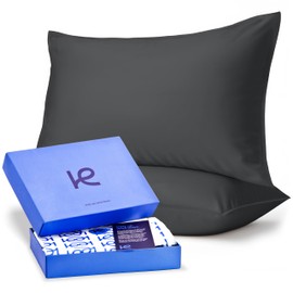 Kickoff Viscose Bamboo Pillowcase, Queen, 100% Organic Hidden Zippered Viscose Bamboo Pillow Case Queen Size, Cooling Pillow Cover for Hot Sleepers (1 Pack, 20"x30", Pewter)