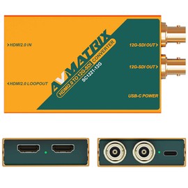 AVMATRIX HDMI 2.0 to 12G-SDI Broadcast Converter,HDMI 2.0 loopout, 4k60 Resolution, Pocket Size & Easy Mount, USB-Type C Power SolutionSupport(SC1221-12G)