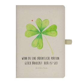 Mr. & Mrs. Panda DIN A5 Baumwoll Notizbuch Blume Kleeblatt - Geschenk, Garten, neuer Job, Umzug, Motivation, Sommer Deko, Schreibheft, Frühlings