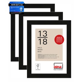 DEHA Design Fontana Wooden Picture Frame, Set of 3, 13 x 18 cm, Black