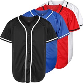 Phoneutrix Blank Plain Hip Hop Hipster Baseball Jersey Button Down Shirts Sports Uniforms Men Women Jersey (White, XXX-Large)