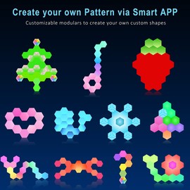 WOINO LED Hexagon Wall Light,10 Pack with USB Adapter,APP One Second Connection,Party Light,Music Rhythm,Xmas Home Decor,Smart RGB Wall-Mounted DIY Modular,Party,Birthday Gift,Night Light