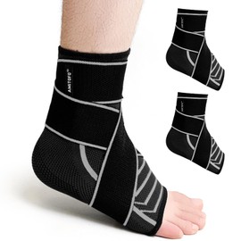 AMITOFO Ankle Brace Foot Support: Plantar Fasciitis and Achilles Tendonitis Relief, Heel Support for Men and Women with Strap for Foot Swelling and Compression (Single, Black Gray, Medium)