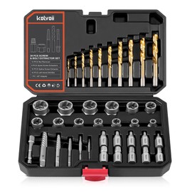 Kolvoii 39 PCS Screw Extractor Set & Bolt Extractor Set, Left Hand Drill Bit Set, Multi-Spline Bolt Remover Tools, Suit for Pull Out Damaged, Broken, Stripped Rounded-Off Bolts, Screws, Nuts, Studs