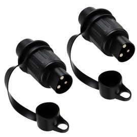 Pack of 2 12 V 3 Pin Adapter Plug, 3 Pin Plug Tractor According to DIN Standard 9680 for Tractor, Car, RV, Truck, Trailer, Boat Machine, Caravan, Motorhome, Agricultural Machinery, 3-Pin Plug Socket