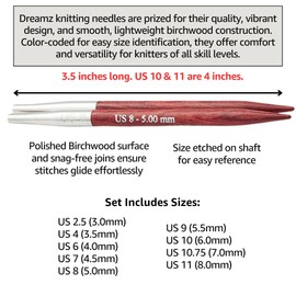 KnitPro Dreamz Deluxe Set 4 inch Circular Knitting Needles Size 2.5, 4, 6, 7, 8, 9, 10, 10.75, 11 with 4 Cables, 8 Caps, 4 Keys, 2 Connectors, Fabric Case with Project Bag