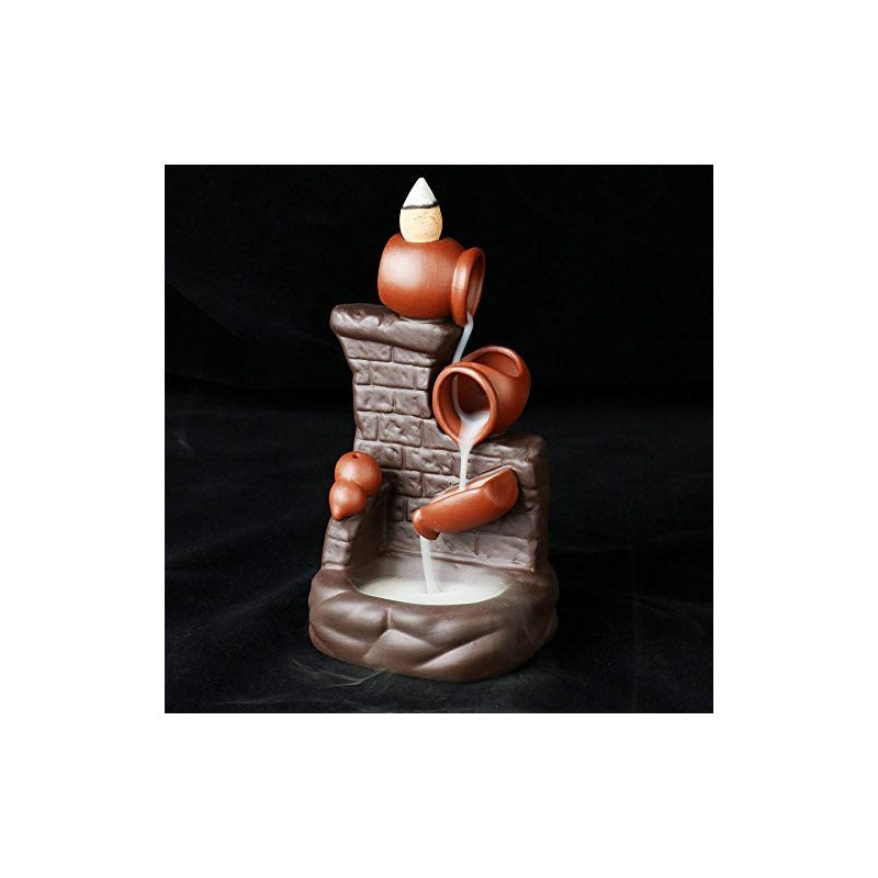 Ceramic Gourd Backflow Incense Burner Set, Waterfall Design with 20