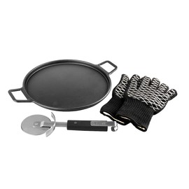PitMaster King Cast Iron Pizza Stone 4-Pk Complete Kit