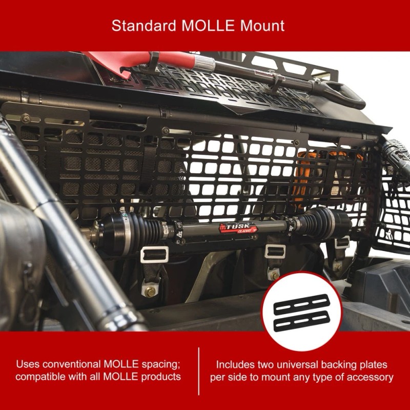 Tusk Aluminum MOLLE Panel Rear Window Rack for Polaris RZR