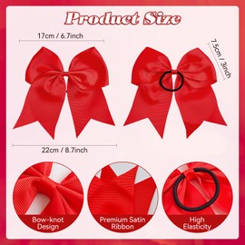 J.CARP Hair Bows Hair Ribbon, Bow Hair Ties, Ribbon Hair Bows for Women Girls Kids, Elastics Hair Scrunchies for Thick Thin Hair 4PCS Red