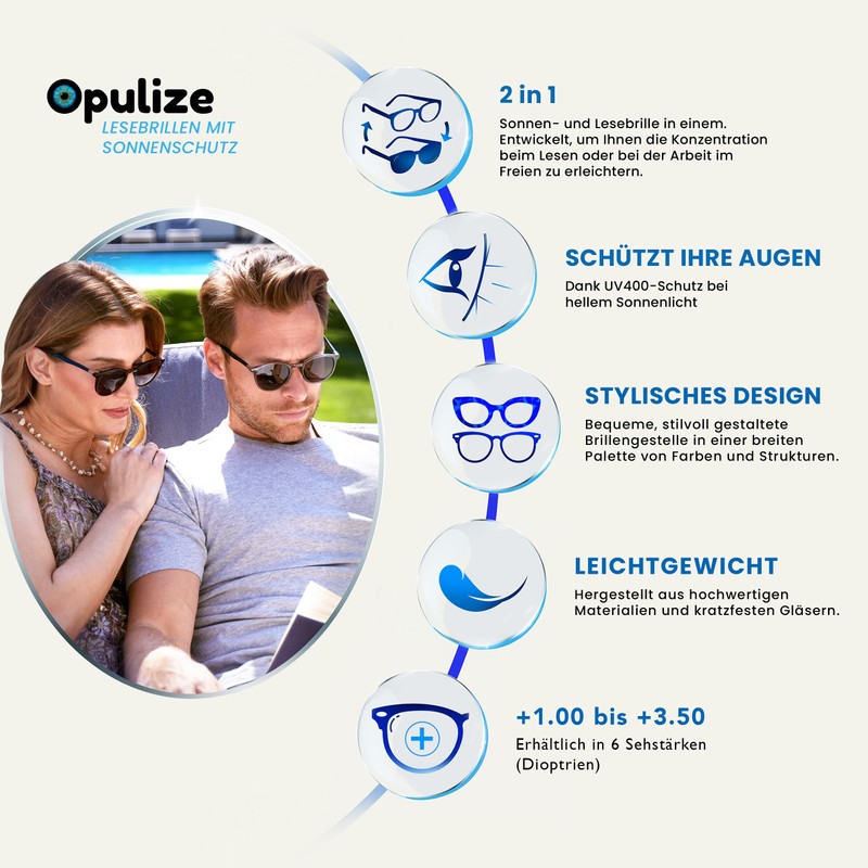 Opulize Zen 4er-Pack Lesebrille Mit Sonne Leser Schwarz Braun Kristall