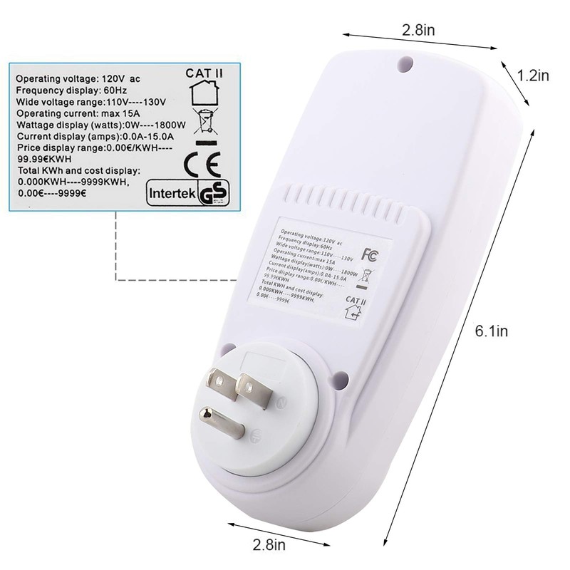 Power Meter Plug, 120V AC Electricity Usage Monitor Power Meter