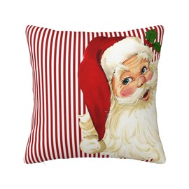 Christmas Decorations Pillow Cover 16x16 inch Red Stripes Santa Throw Pillow Cover Farmhouse Christmas Decoration Xmas Decor Winter Holiday Cushion Case for Sofa Couch