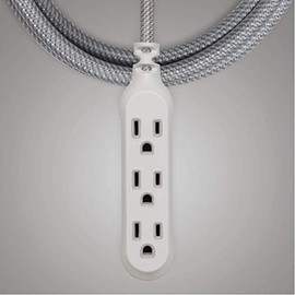 Habitat 8ft Braided Extension Cord, 3-Outlet Power Strip, Low Profile Plug Adapter