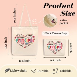 jealance Funny Principal Gift Principal Appreciation Gifts 2PCS Cosmetic Bag Canvas Tote Bag Beach Bag with Pocket Makeup Bags，Boss Gifts for Women Manager Teacher Coworker Christmas Birthday Office