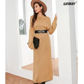 LEACOOLKEY Women's Wide Elastic Belt Stretch Elasticated Waist Belts Cinch Belt Vintage Belt Women Belts for Dresses,Black