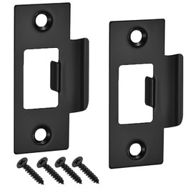 2Pcs Door Strike Plate，Door Latch Plate 70mm X 40.3mm for Door Frame Door Jamb Reinforcement, Black