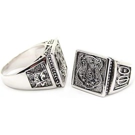 Unbranded Iota Phi Theta Sterling Silver Crest ring with Vintage black enamel