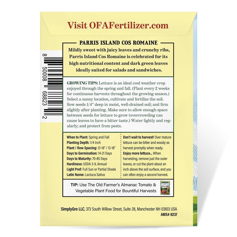 The Old Farmer's Almanac Heirloom Romaine Lettuce Seeds (Parris Island