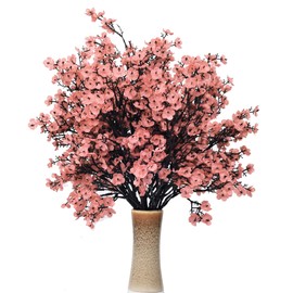 JAKY Global Babys Breath Fabric Cloth Artificial Flowers 6 Bundle European Fake Silk Plants Decor Wedding Party Decoration Bouquets Real Touch DIY Home Garden (Autumn Pink-6pcs)