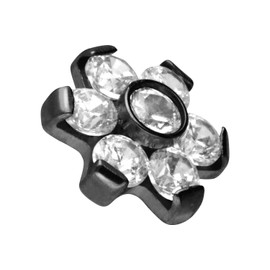 PIERCINGLINE Titanium Dermal Anchor Piercing Attachment Flower with 7 Crystals, Titanium