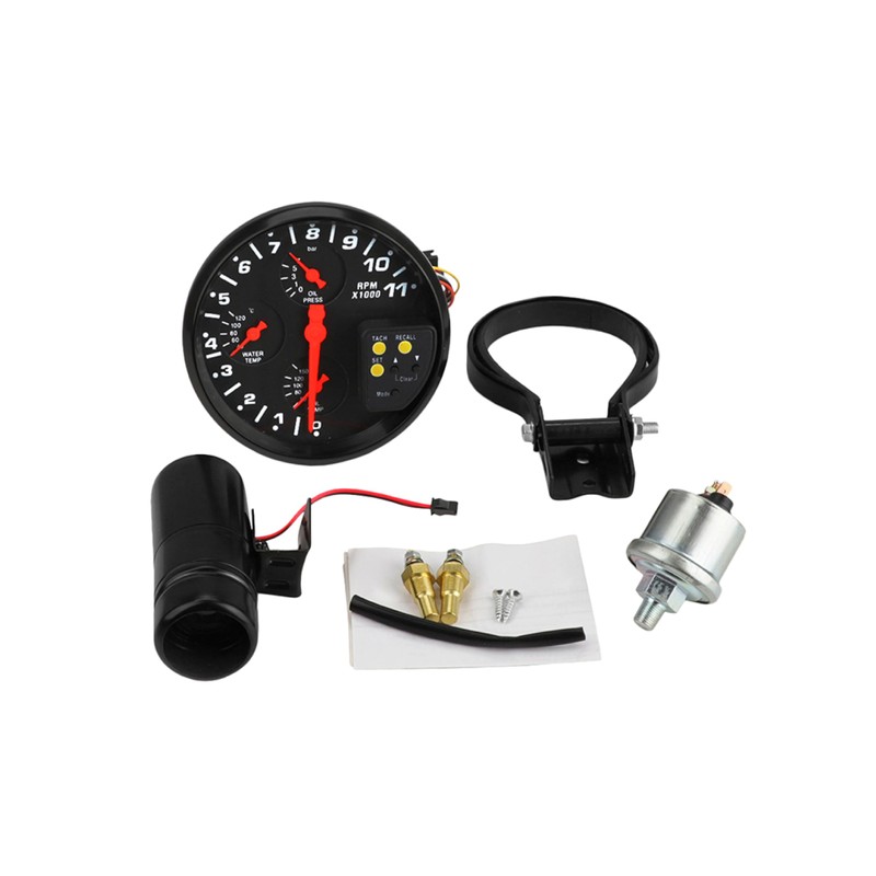 Riloer 5-Inch Multifunctional Tachometer, Oil Press Water Temp Oil Gauge