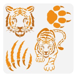 FINGERINSPIRE Tiger Stencil for Painting, 30 x 30 cm, Plastic PET Tiger Head Pattern, Painting Stencil, Large Tiger Paws Print, Drawing Template, Tiger Claws, Stencil, Animal Theme Template for DIY