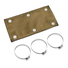Pipe Heat Shield Exhaust Pipe Heat Shield 6" x 12", Titanium withstands Temperatures up to 1350°F with 3 Stainless Steel Clamps and A Pair of Gloves