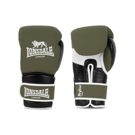 Lonsdale Barford Leather Boxing Gloves Olive/Black/White 12 oz