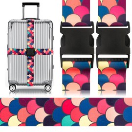 Adjustable Travel Luggage Strap Suitcase Belt Travel Bag Accessories 1.96 in W x 6.23 ft L (2 Pack)