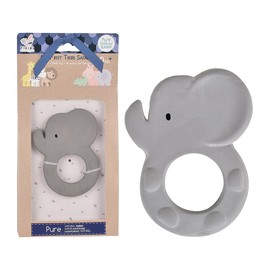 Tikiri 8591501 Rubber Teething Ring Elephant Teething Aid Made of Natural Rubber for Babies from 0+ Months