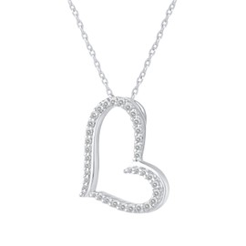 Fifth and Fine 1/4 CTW Natural Diamond Heart Pendant Necklace set in 925 Sterling Silver
