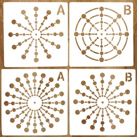 4 Pieces Mandala Dot Painting Stencils, 8/12/16/20Segment Creative Mandala Templates, Reusable Drawing Stencils for Painting on Wood, Wall, Floor, Tile Fabric DIY Art Projects