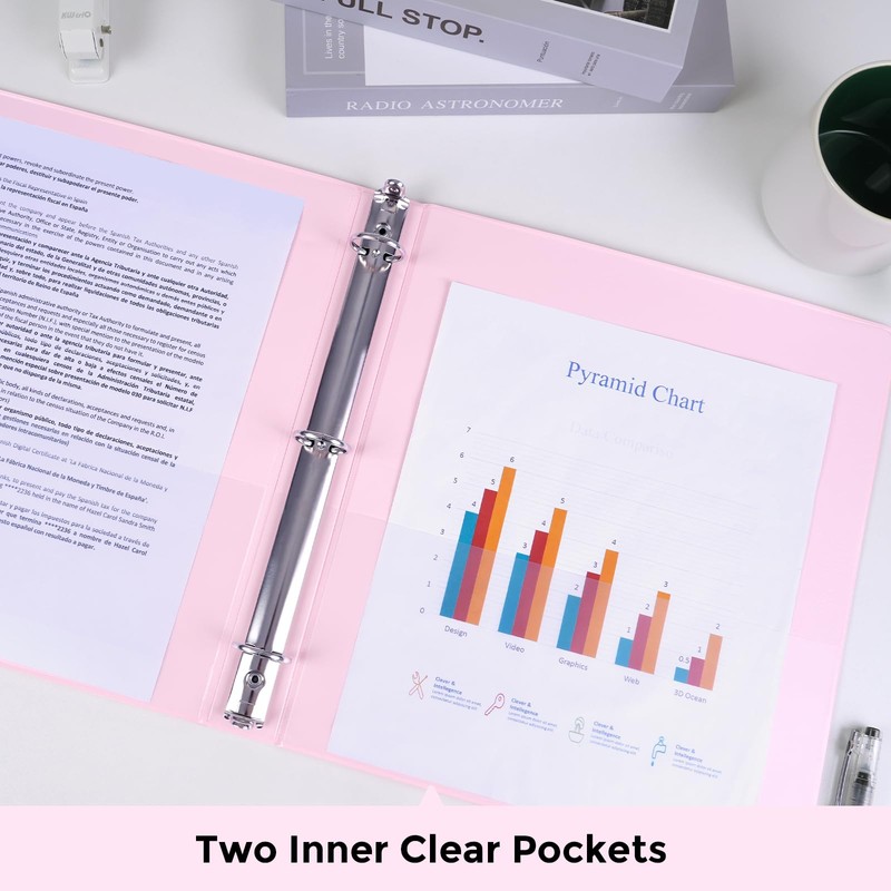 SKYDUE 3 Ring Binder 2 Pack, 1 Inch Clear View