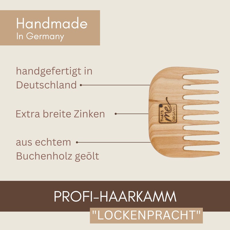 Professional Hair Comb "Lockensplendor" Made of Beech Wood