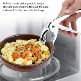 Zinc Alloy Oven Clip Pliers, Air Fryer Tools Essential Gadget for Home Kitchen, Hot Plate Gripper with Anti-slip Handle Easy to Take Out Hot Pot Plate Dishes and Baking Tray