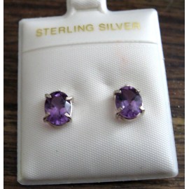 Handmade rle Amethyst Earrings Natural Stone w/Sterling Silver