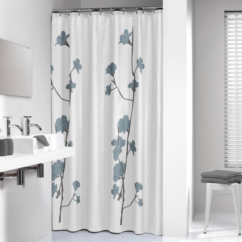 Sealskin Orchid Shower Curtain, Polyester, Blue, 180 x 200 cm