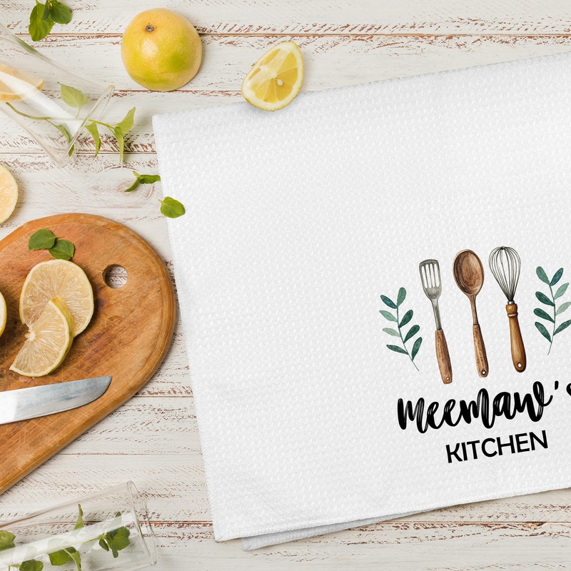 WAITPI Meemaw's Kitchen Towels, Meemaw Grandma Christmas Birthday Gifts Hand