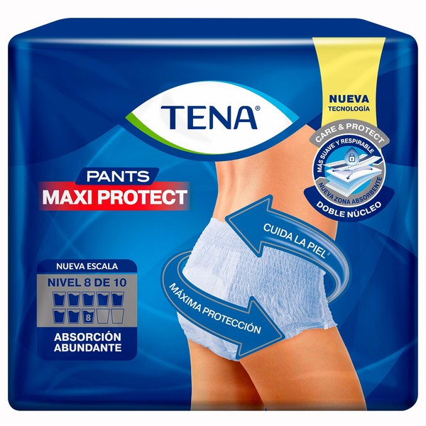 TENA Pants Maxi Protect; Ropa Interior Desechable para Incontinencia, Talla CH/M; TENA; 10 Piezas
