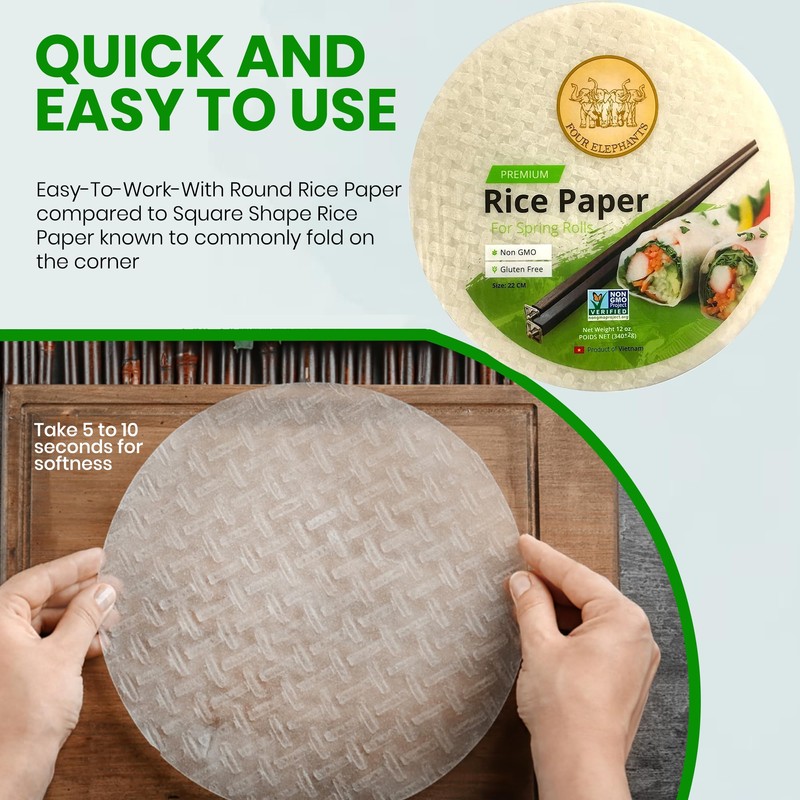 22CM Round Rice Paper Non-GMO | Pack of 3 (12