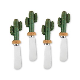 UPware Saguaro Cactus Cheese Spreaders, Hand-Painted Resin Handles with Stainless Steel Blades for Spreading Cream Cheese, Butter, Jam, or Sandwich, Set of 4