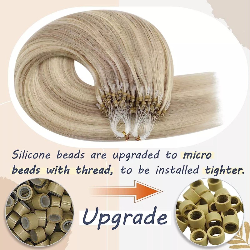 Ugeat Extensiones Cabello Real 16in 1pz 50gr Rubio Ceniza Con