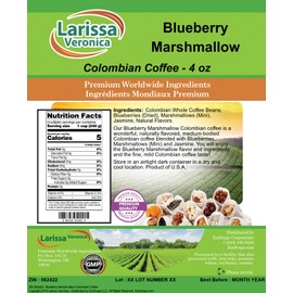 Blueberry Marshmallow Colombian Coffee (Gourmet, Naturally Flavored, Whole Coffee Beans) (4 oz, ZIN: 562422) - 3 Pack